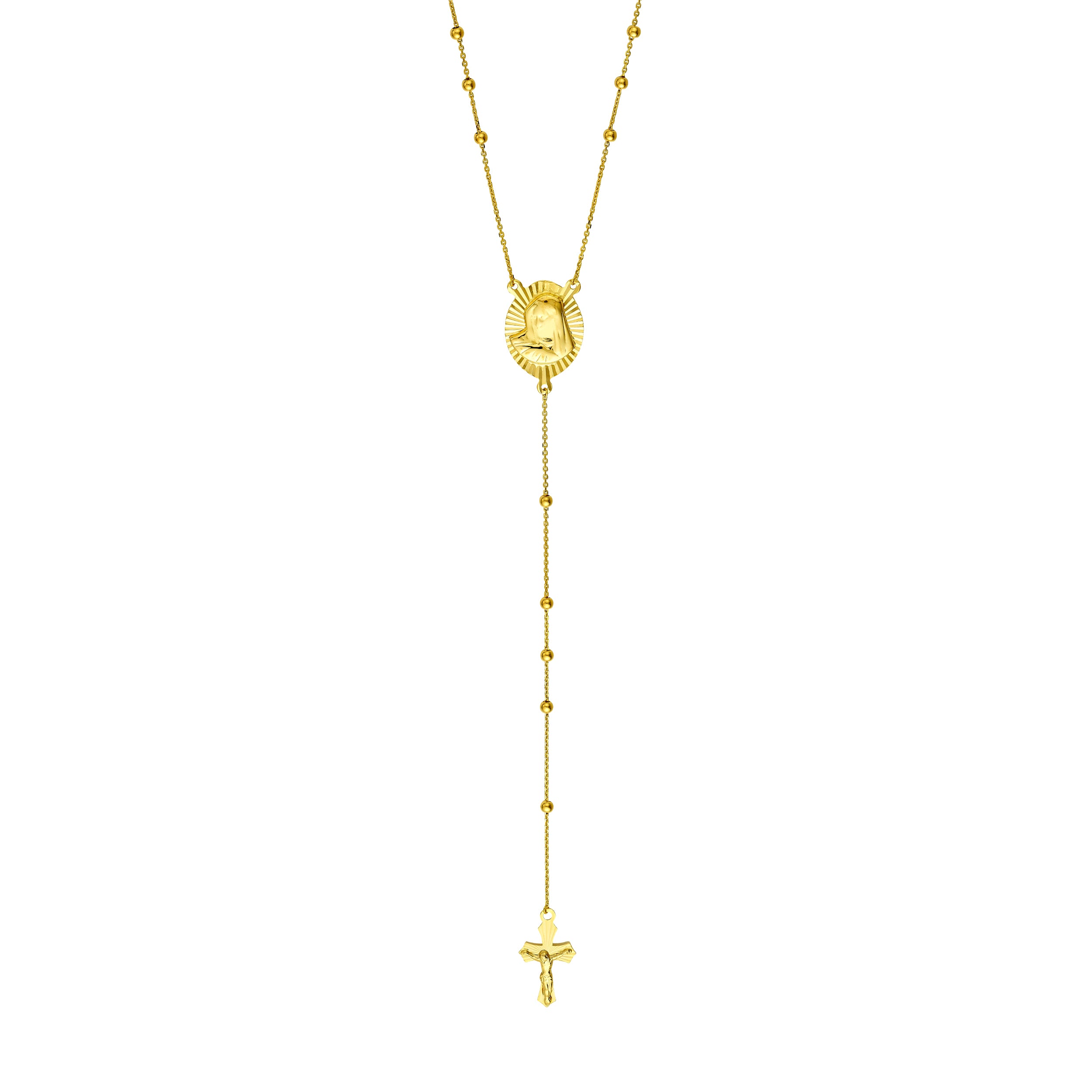 Virgin Mary and Cross Rosary Necklace