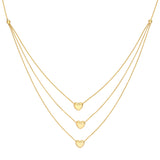Triple Strand Puffy Heart Necklace