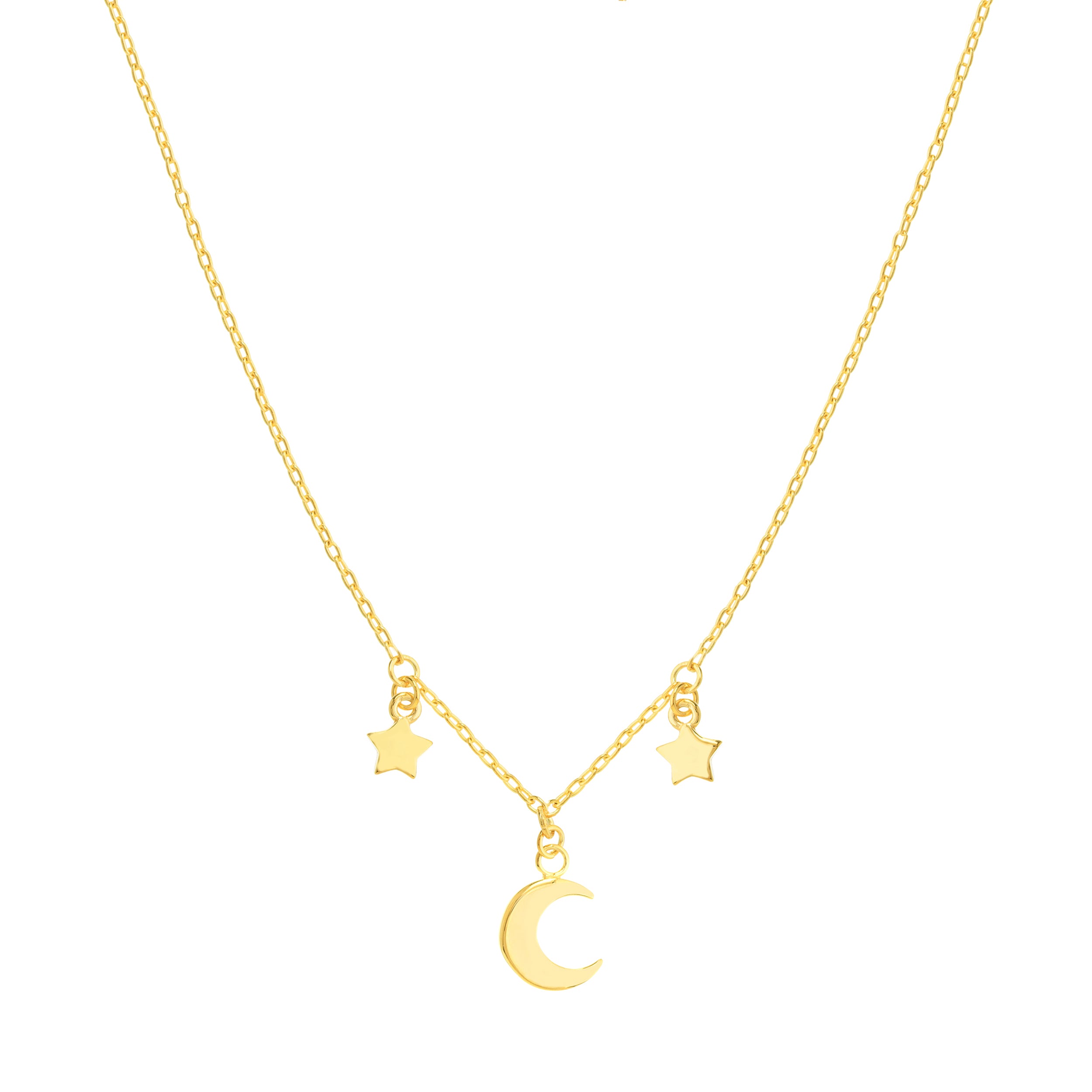Crescent Moon and Star Drops Necklace