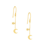 Crescent Moon and Star Drop Earrings
