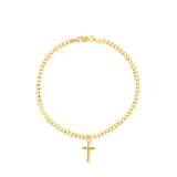 Cross Dangle Curb Chain Adj. Bracelet