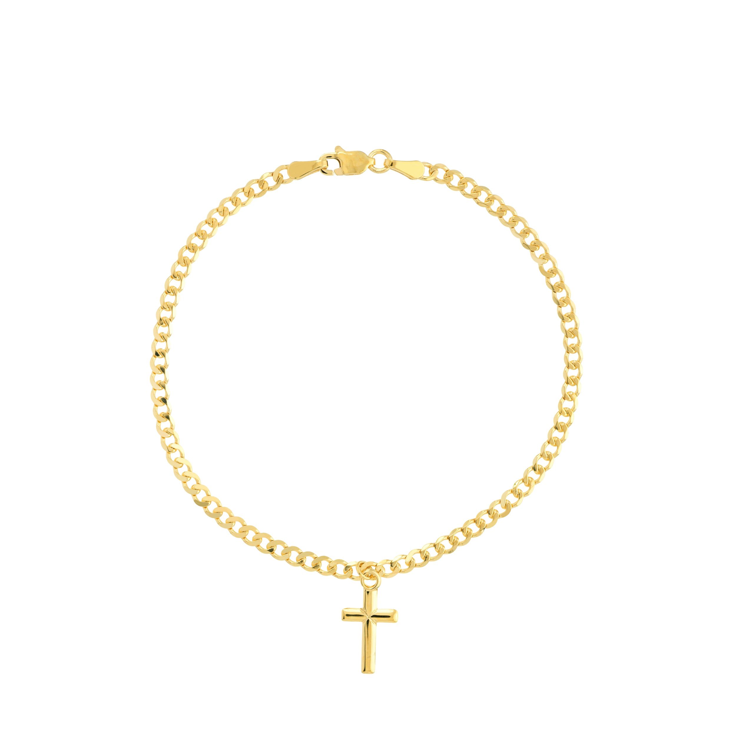 Cross Dangle Curb Chain Adj. Bracelet