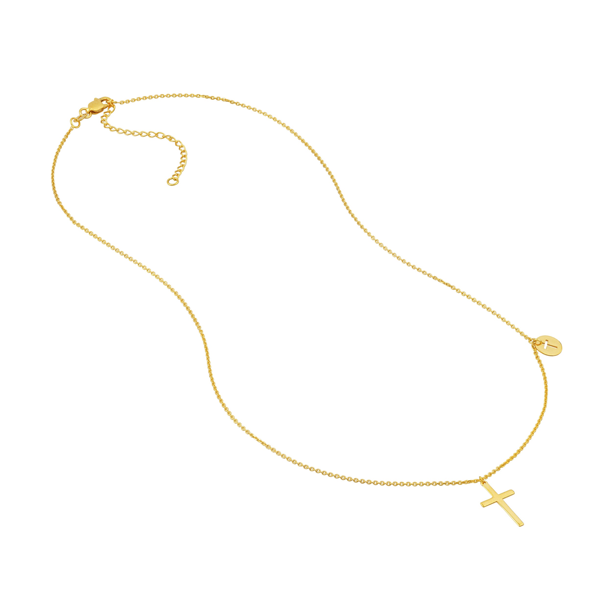 Cross Necklace with Cutout Cross Disc Dangle