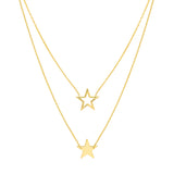Wire and Solid Star Duet Necklace