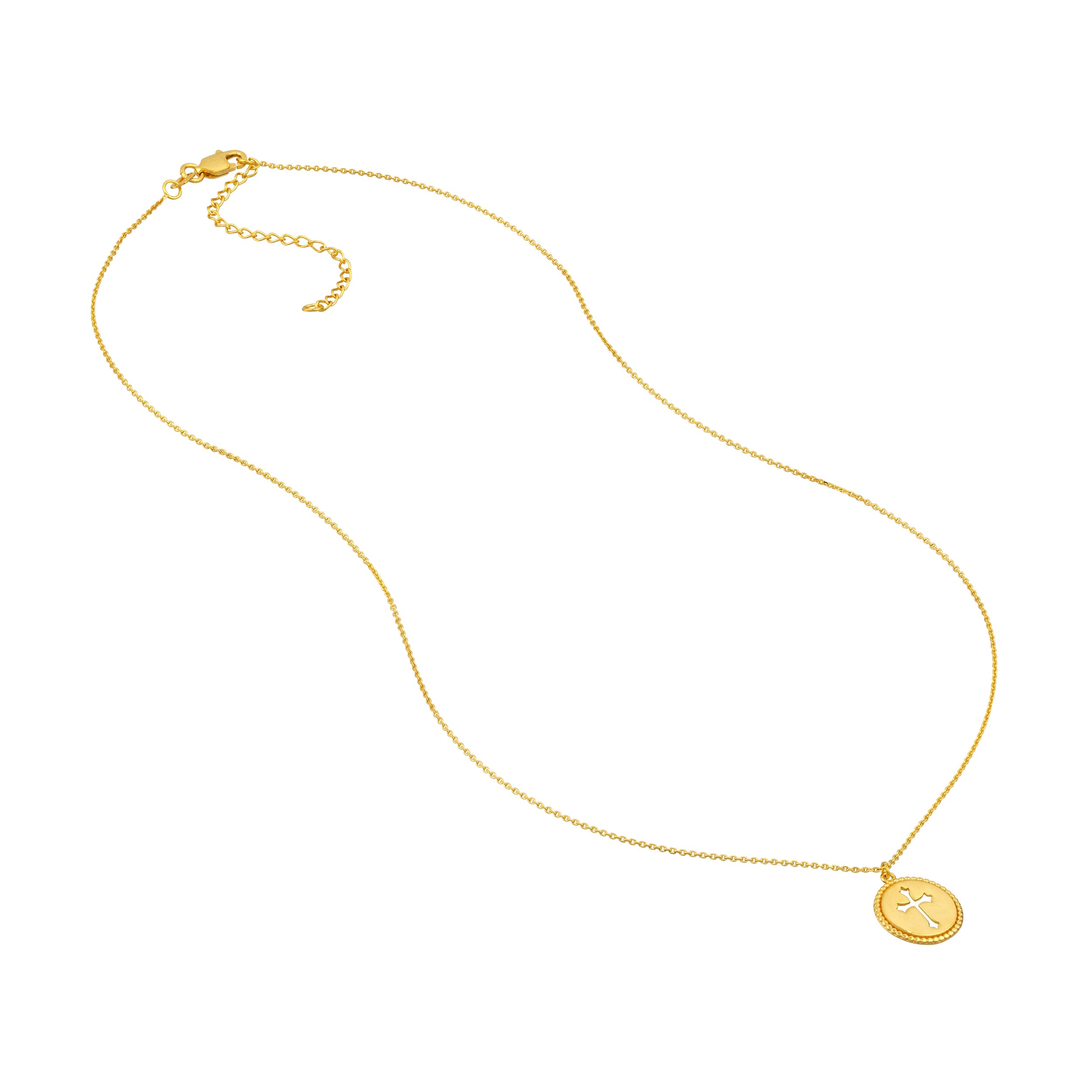 Cross Cutout Beaded Medallion Necklace