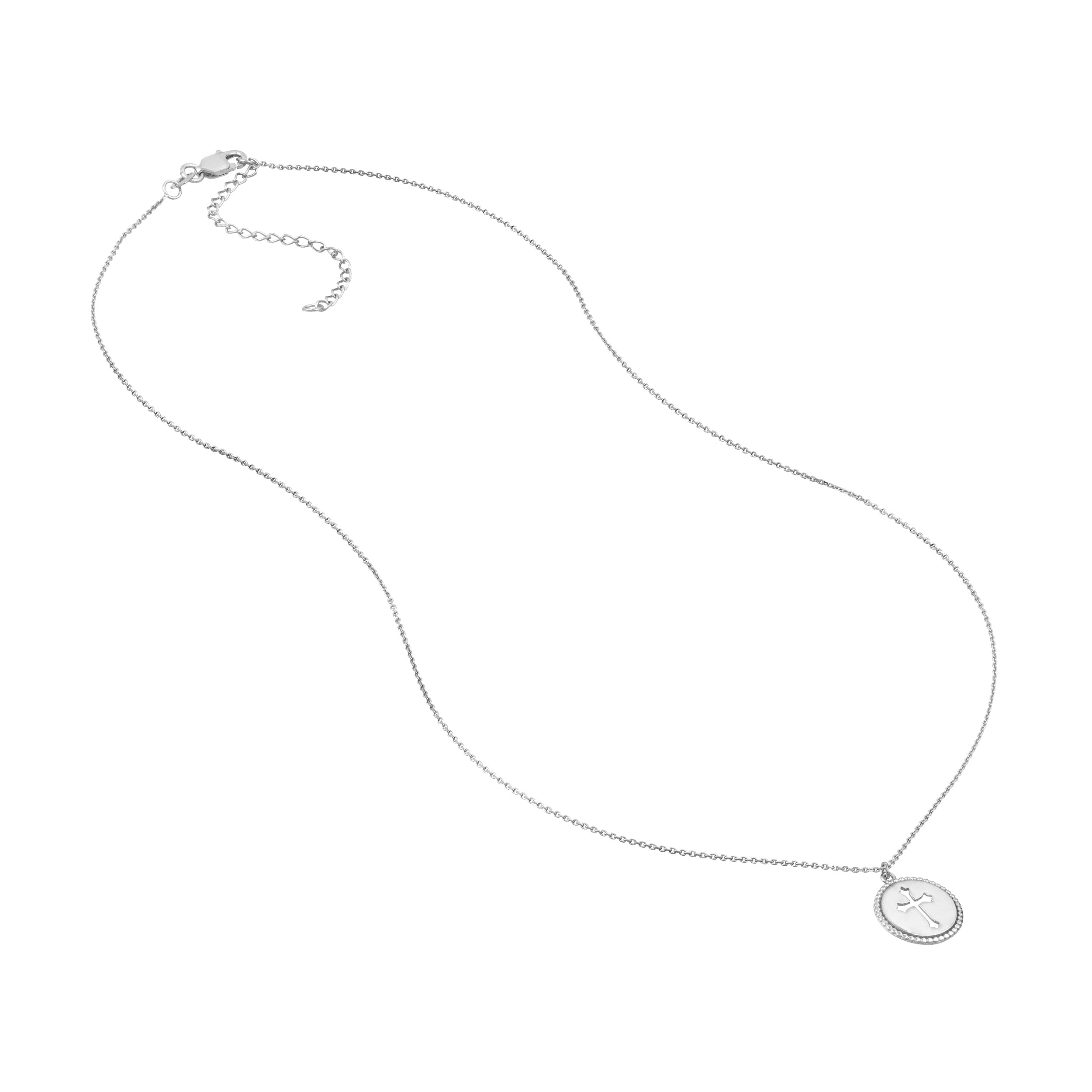 Cross Cutout Beaded Medallion Necklace