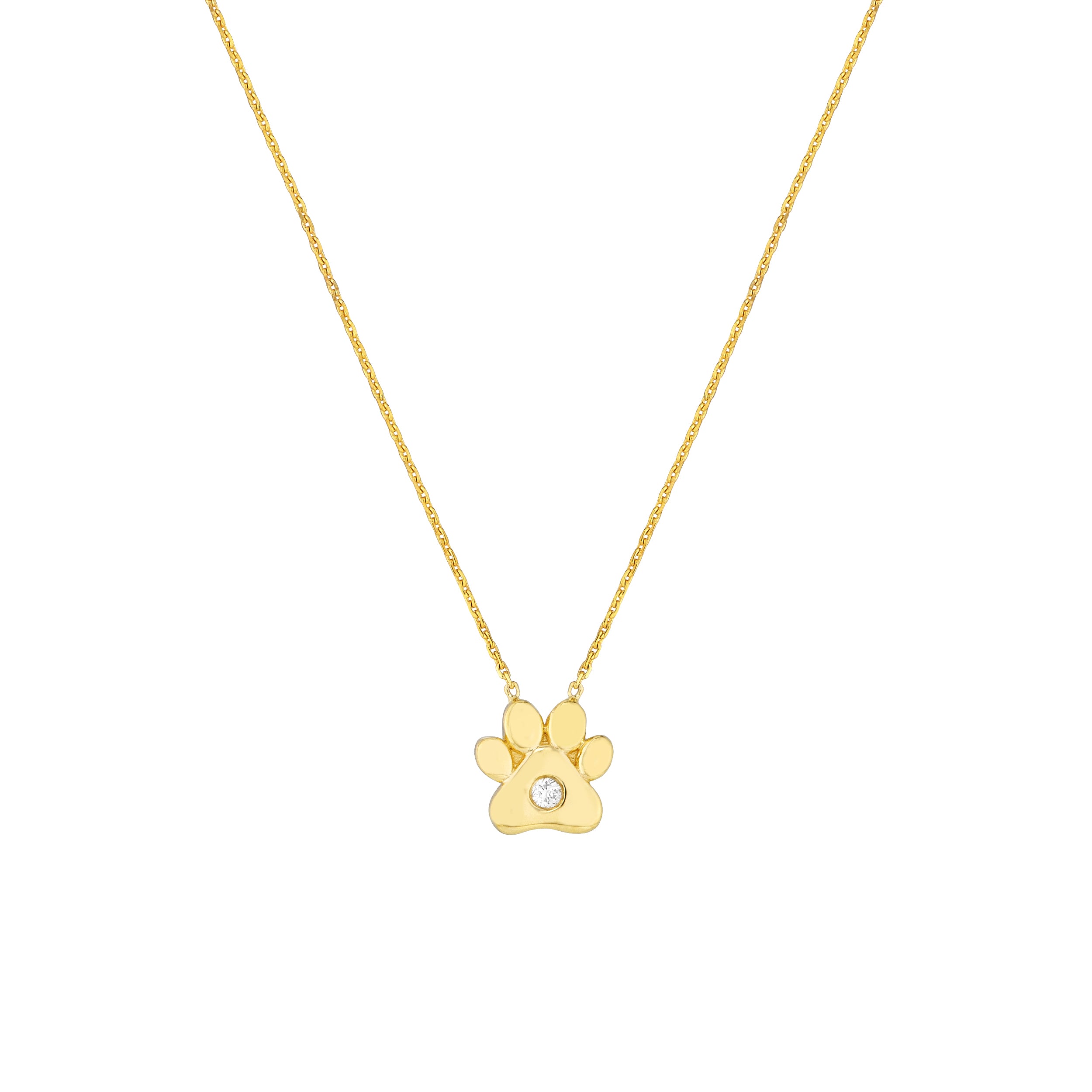 3pt Diamond Paw Pendant Necklace