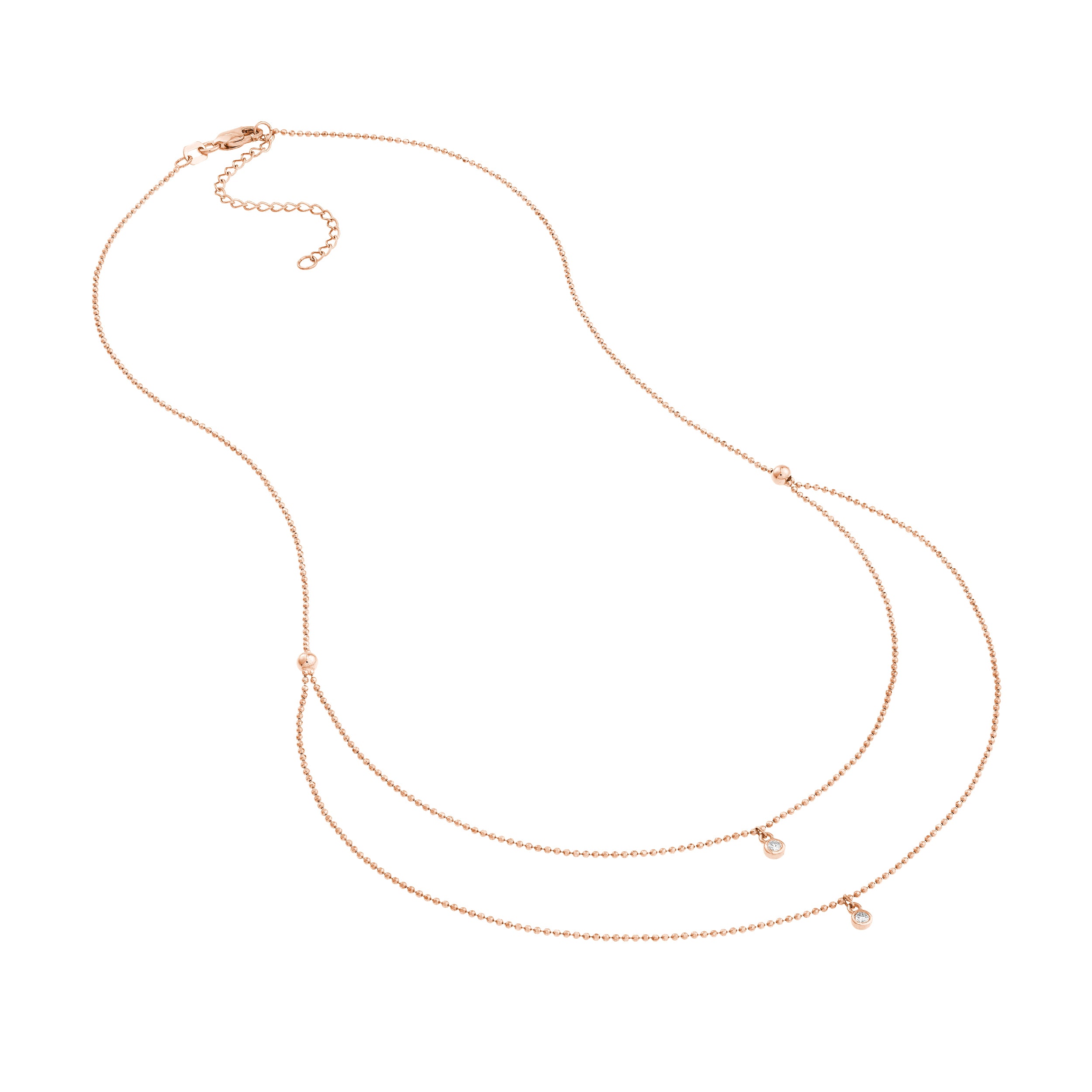 Diamond Drops Necklace on D/C Bead Chain