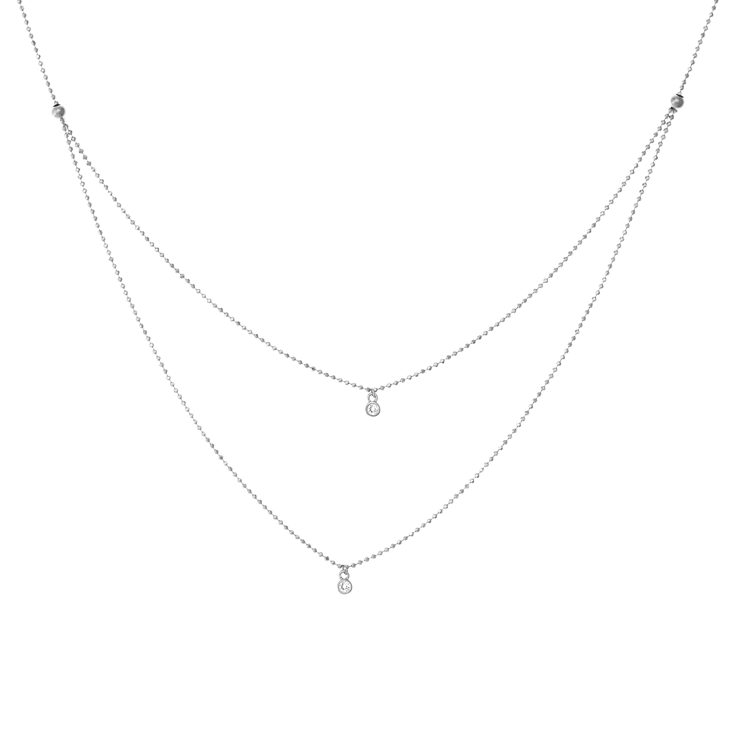 Diamond Drops Necklace on D/C Bead Chain