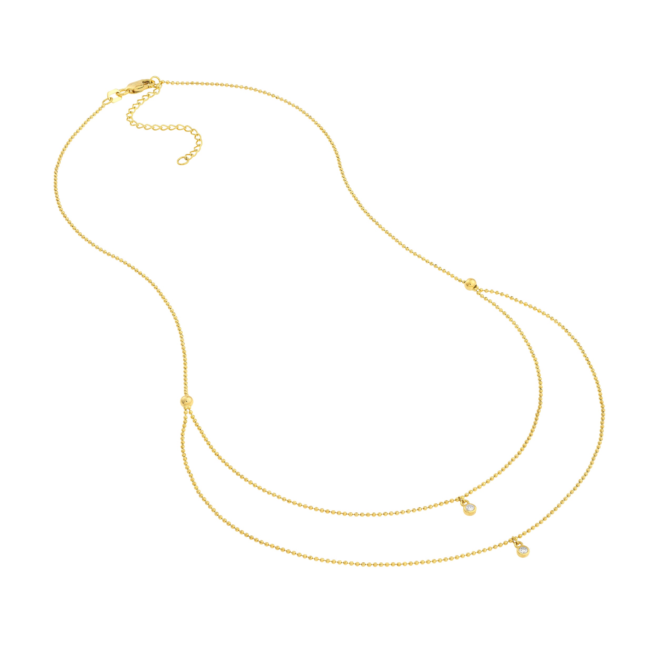 Diamond Drops Necklace on D/C Bead Chain