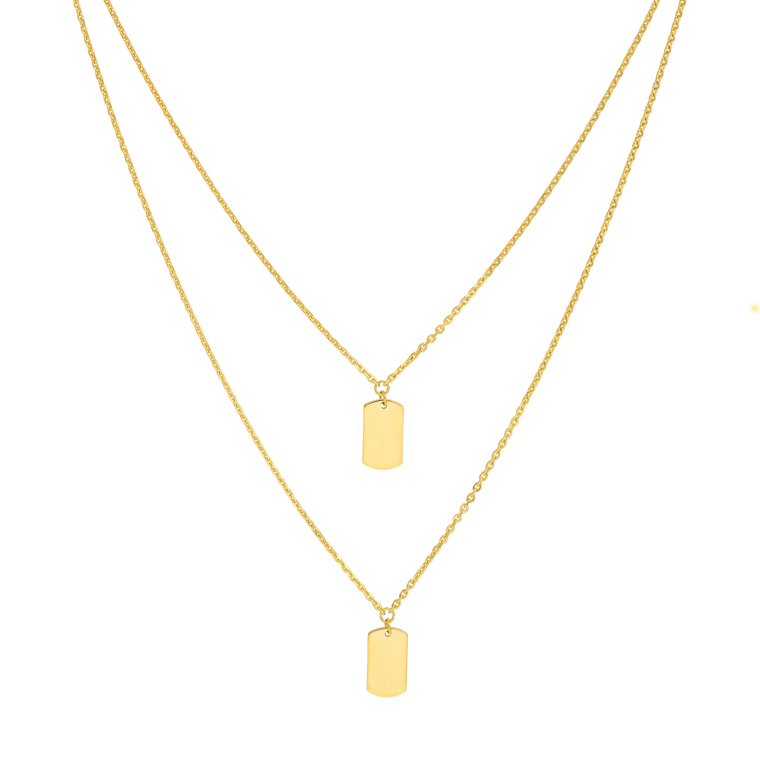 Double Dog Tag Adjustable Duet Necklace
