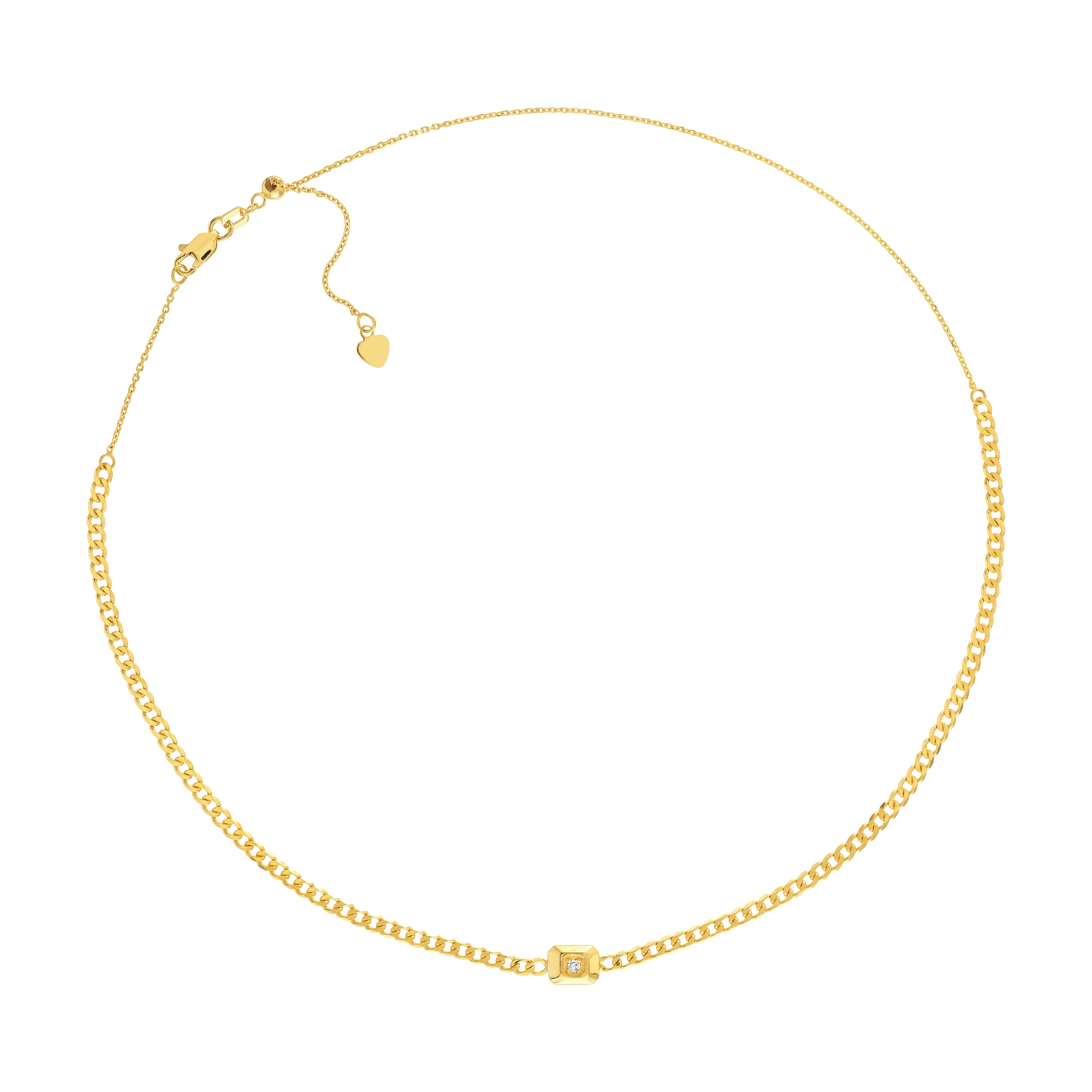Raised Diamond Open Curb Chain Choker