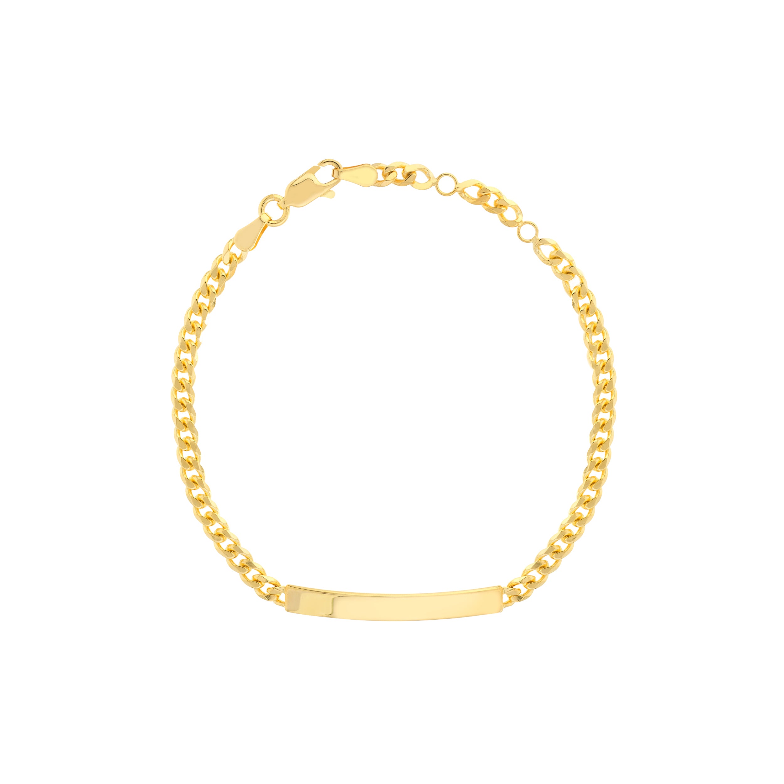 Initial ID Plate on Curb Chain Adjustable Bracelet