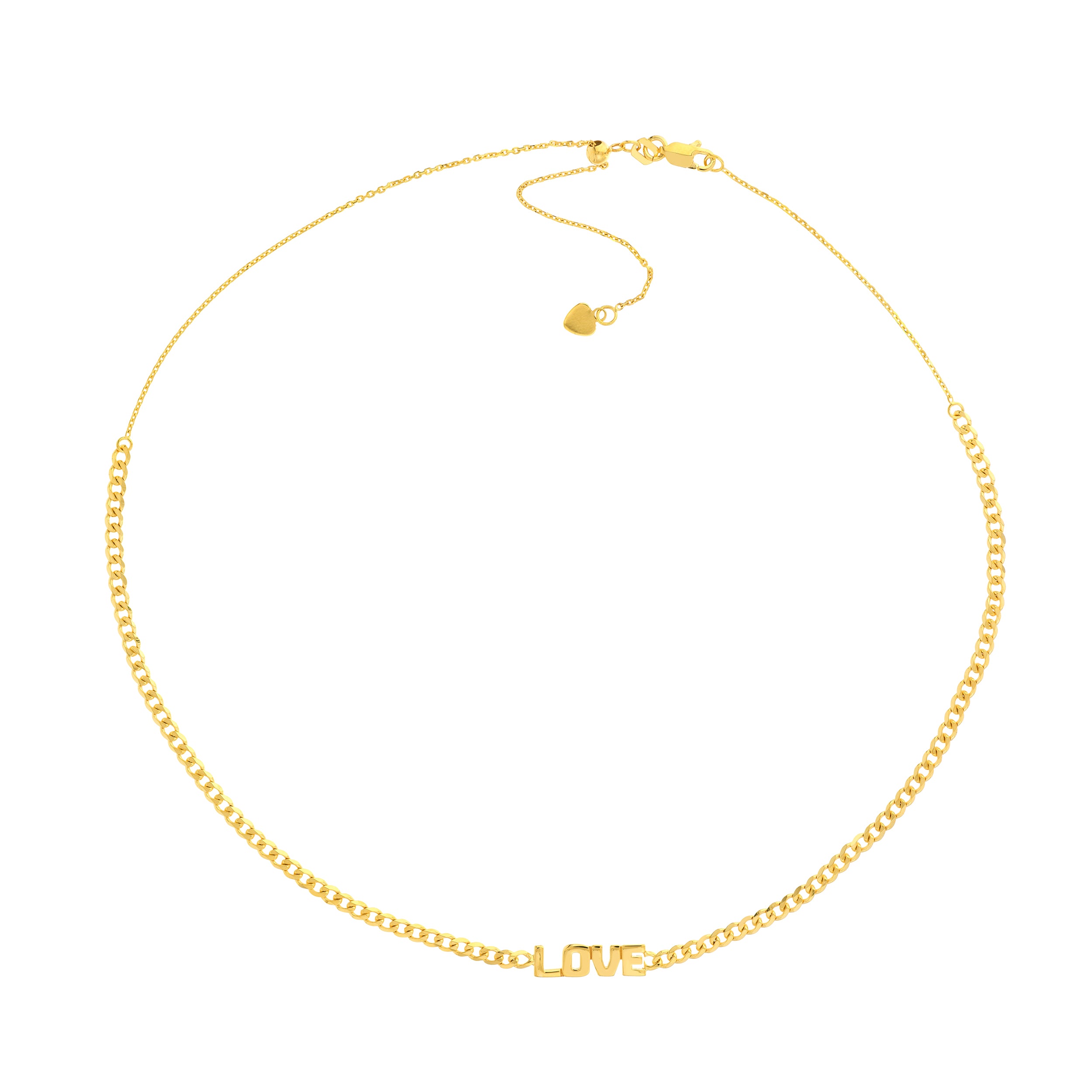 Love Plate on Open Curb Chain Adjustable Choker