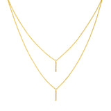 Diamond Staple Bar Drops Duet Necklace