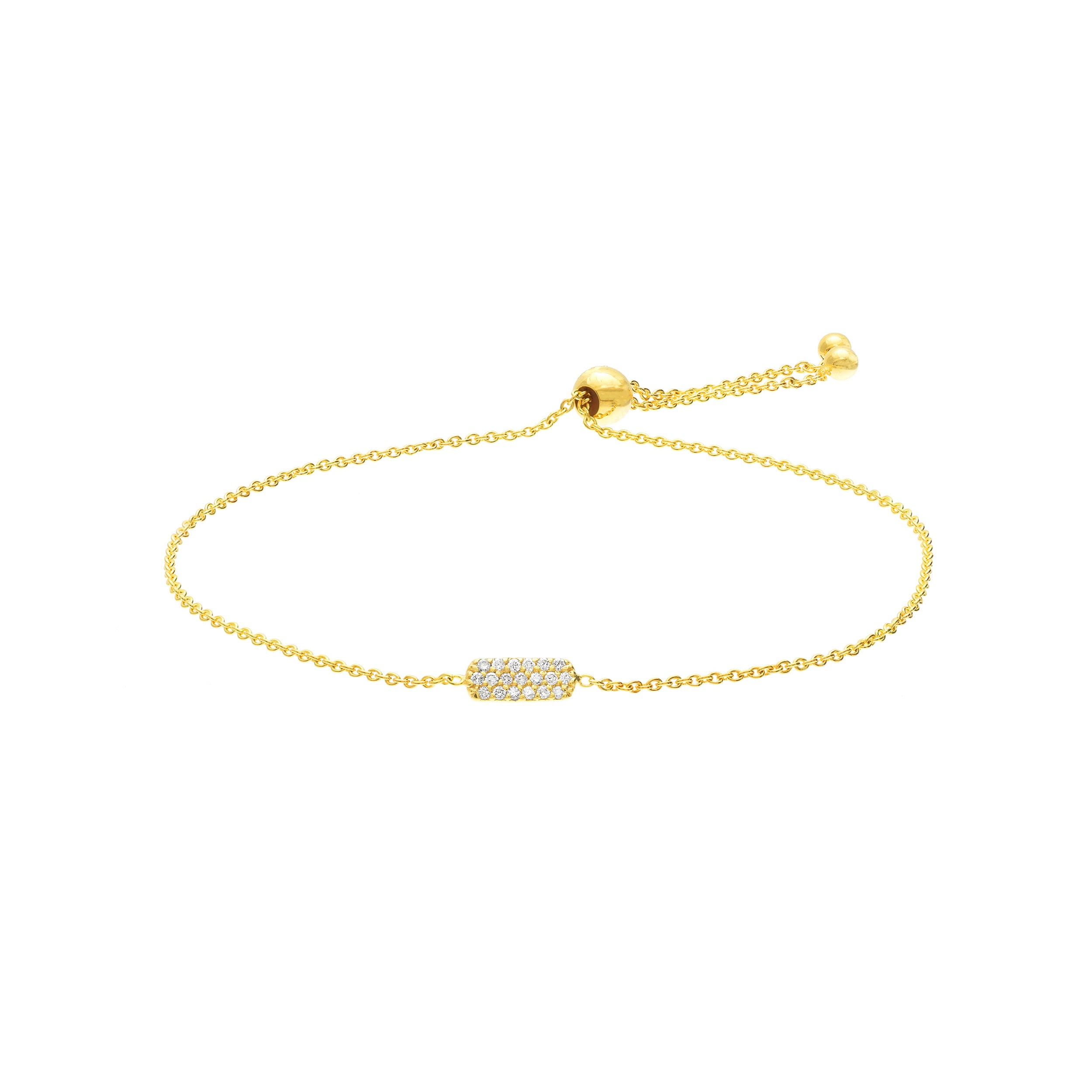 Mini Pavé Diamond Dog Tag Bolo Bracelet