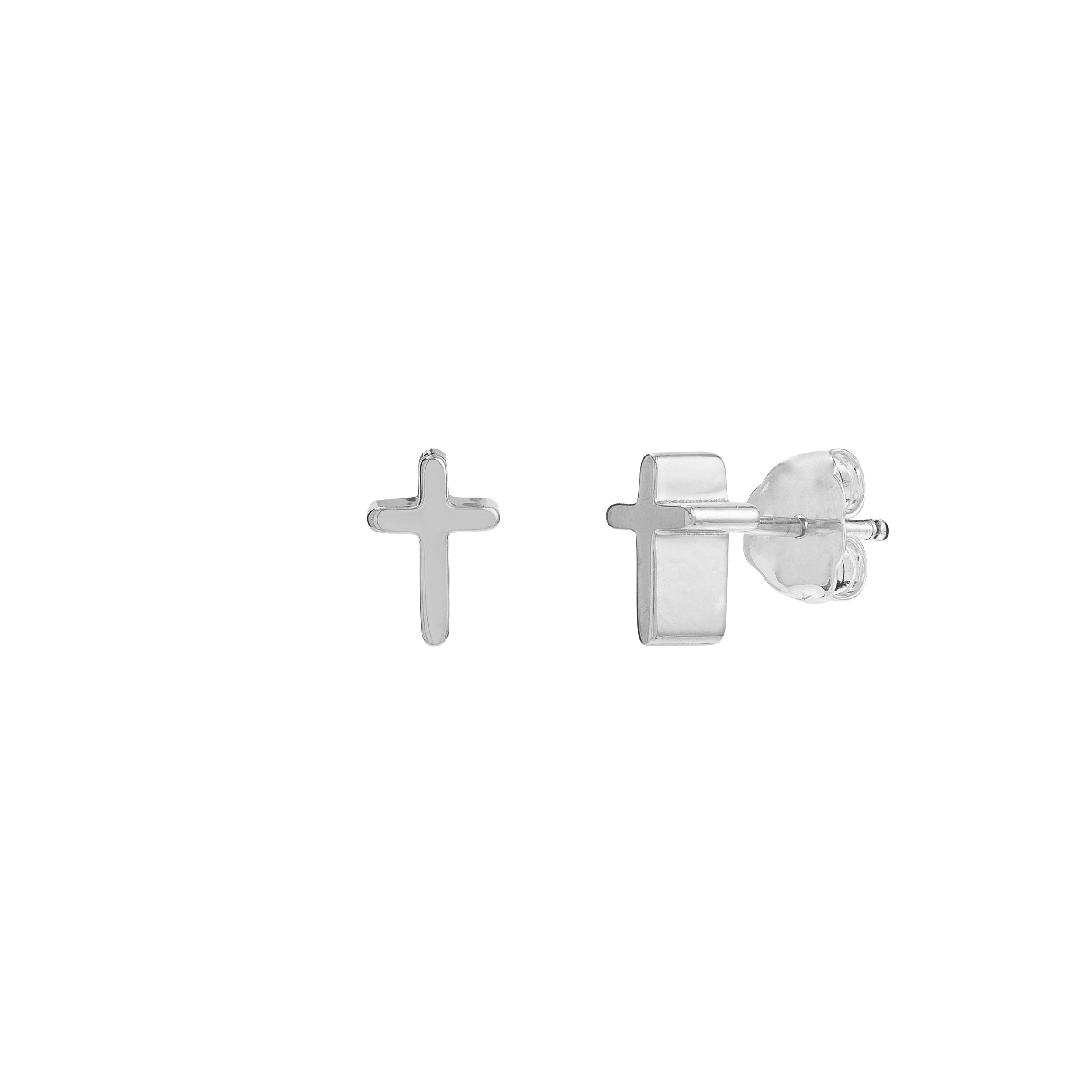 Cross Profile Stud Earrings