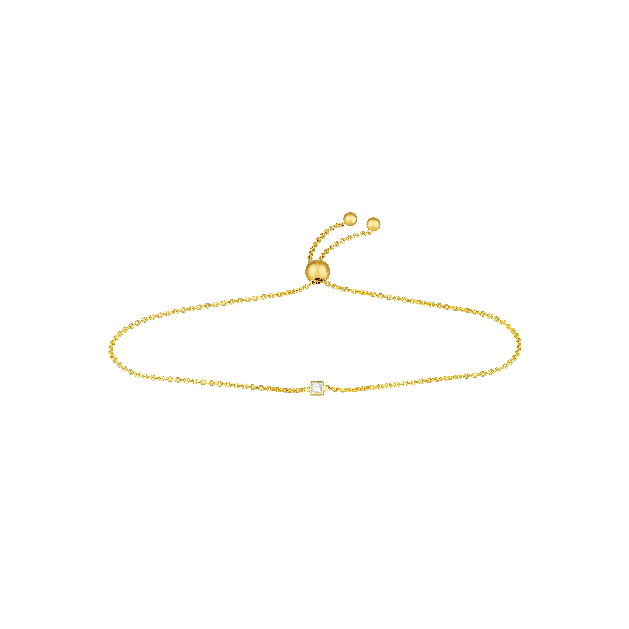 Mini Princess Cut Diamond Bolo Bracelet