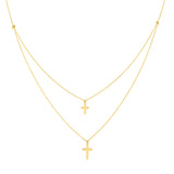 Duo Double Mini Cross Adjustable Necklace