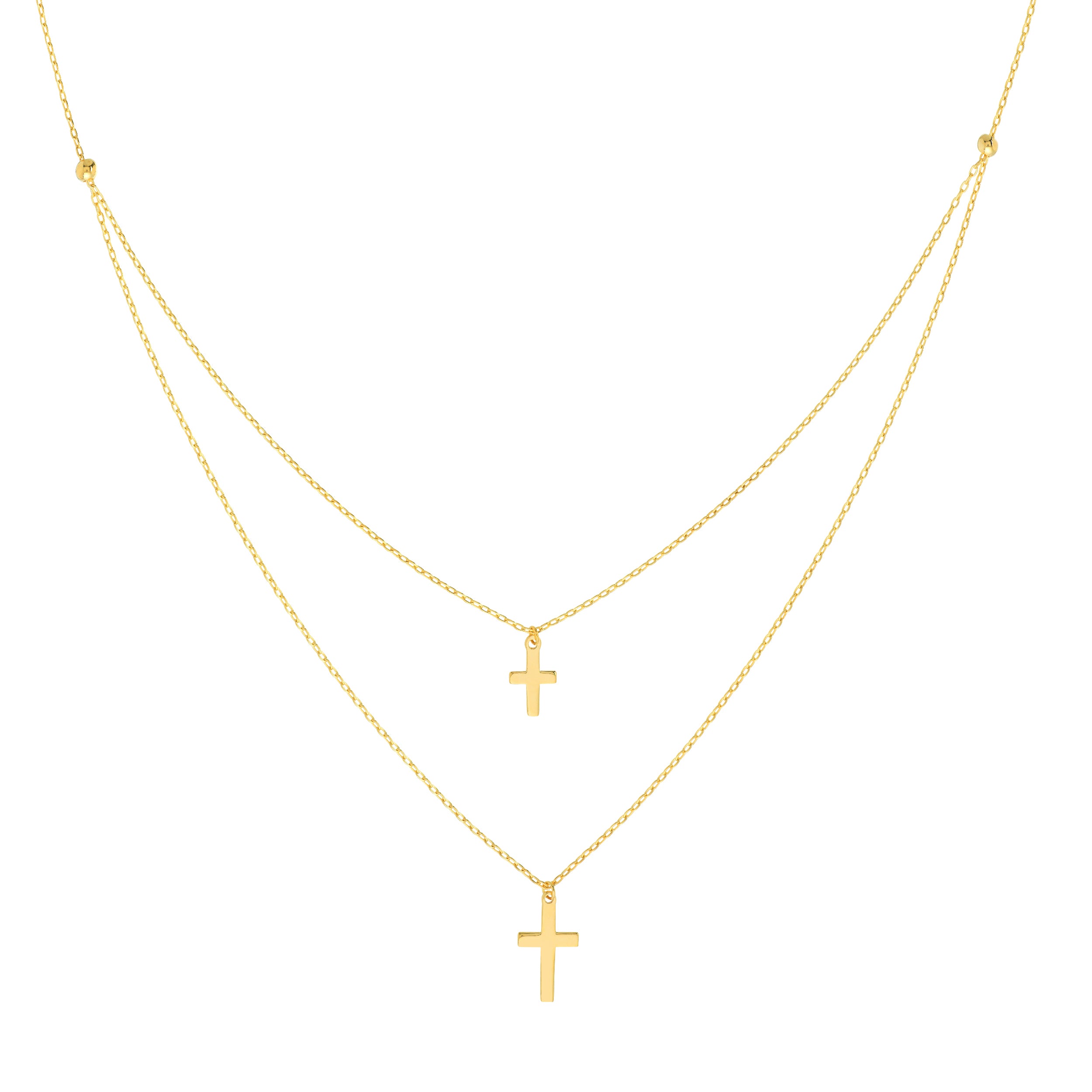 Duo Double Mini Cross Adjustable Necklace