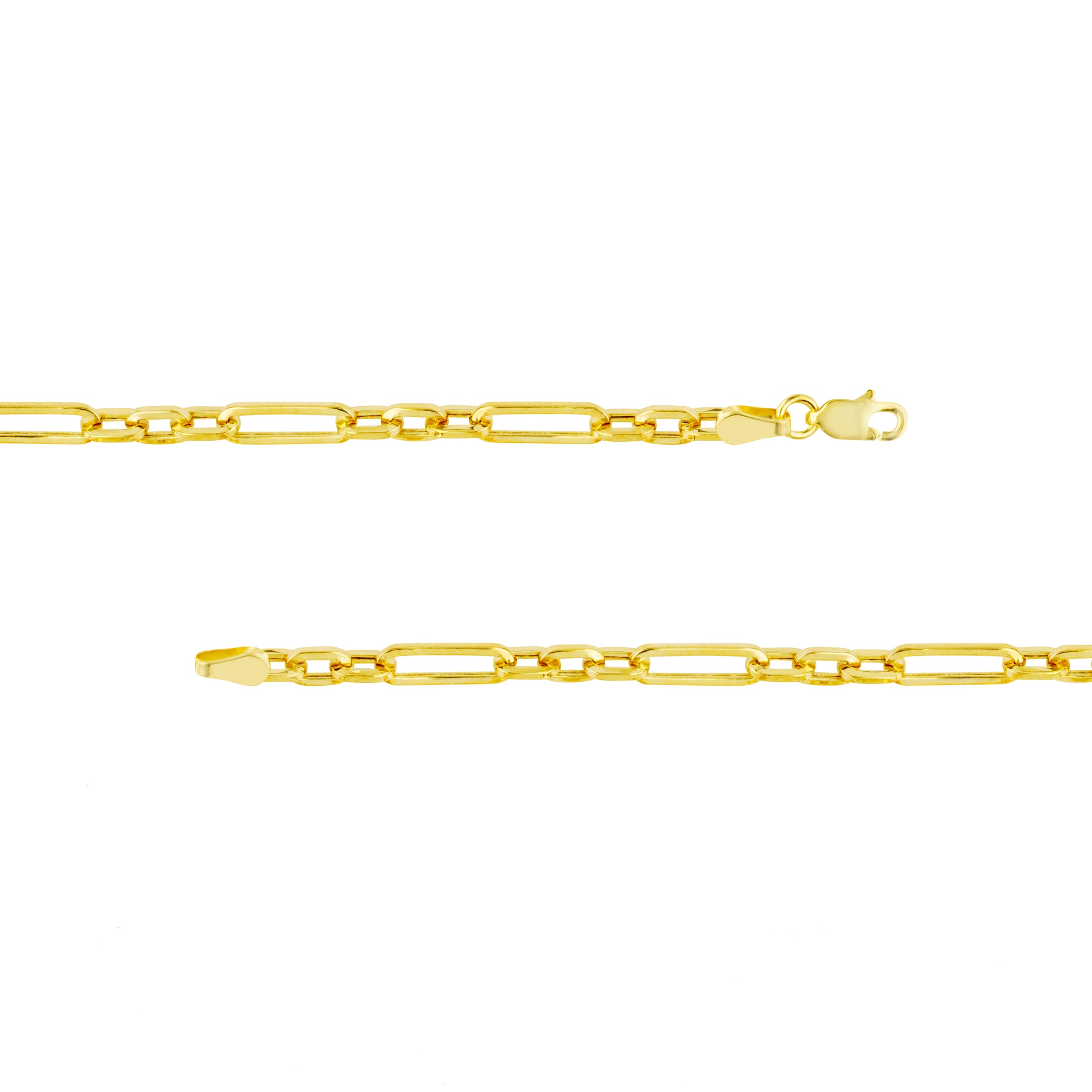 Hollow 3+1 Paper Clip Chain with Lobster Lock
