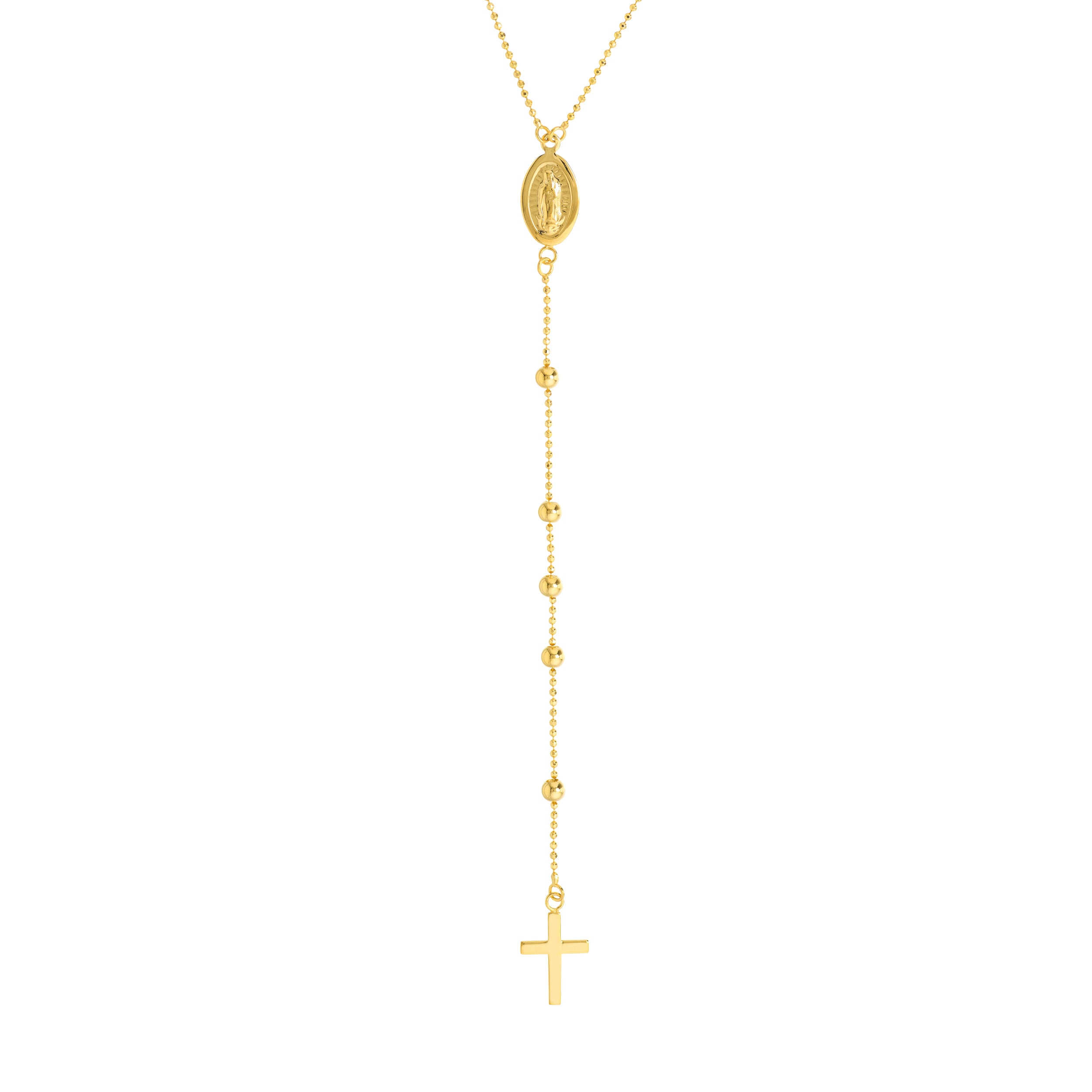 Virgin Mary with Cross Beaded Y-Necklace