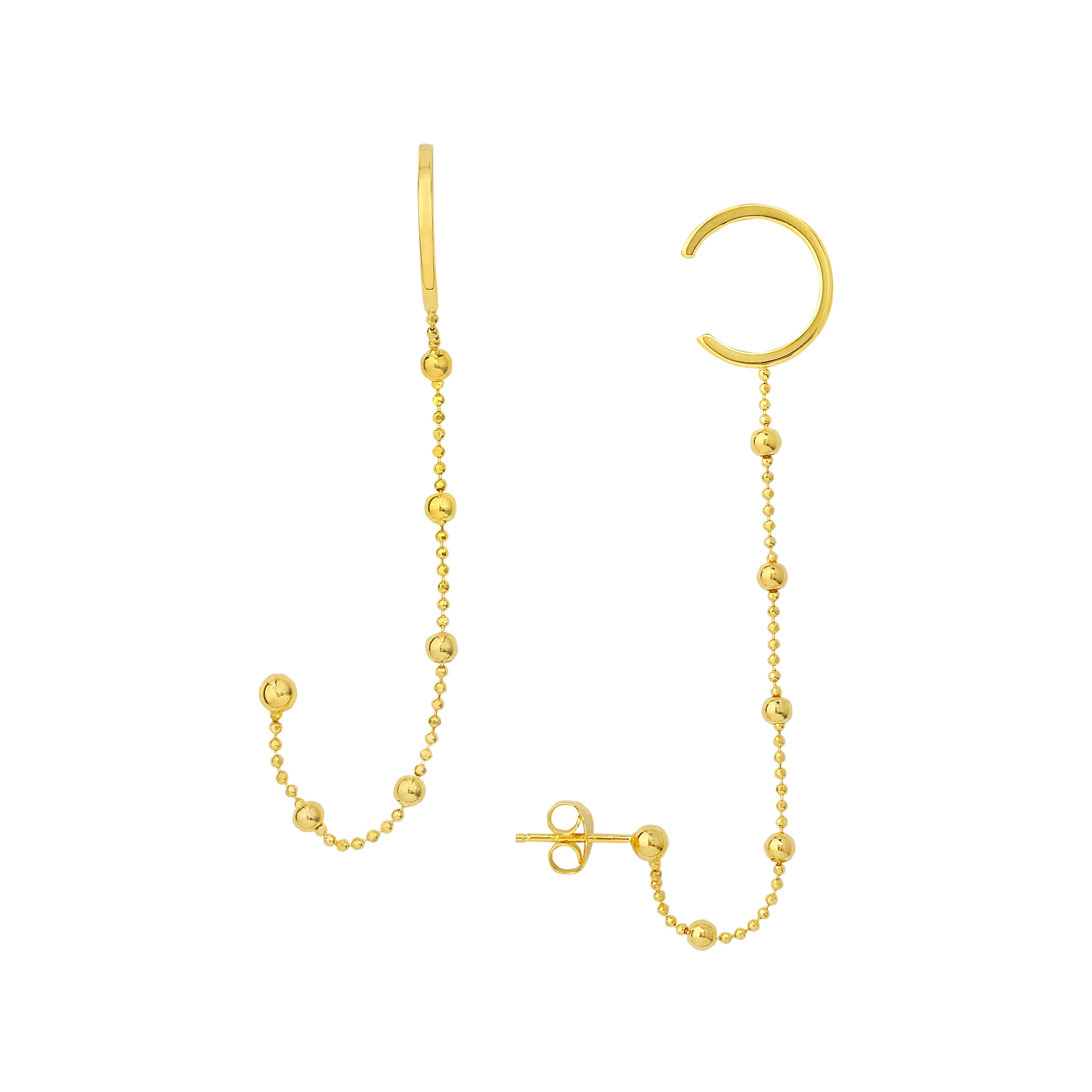 Saturn Chain Drape Earrings with Ear Cuff