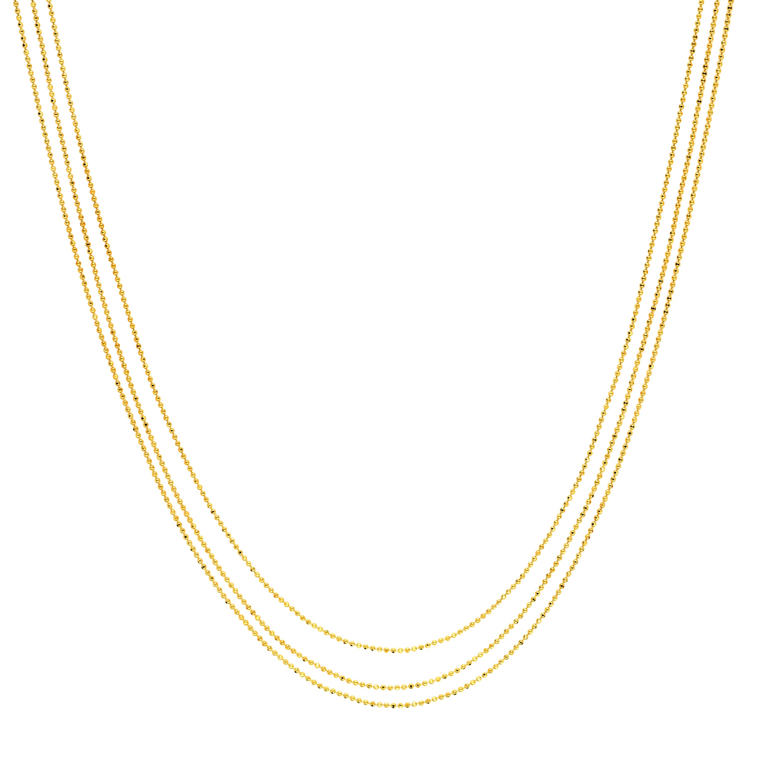 Triple Strand Bead Chain Adjustable Necklace