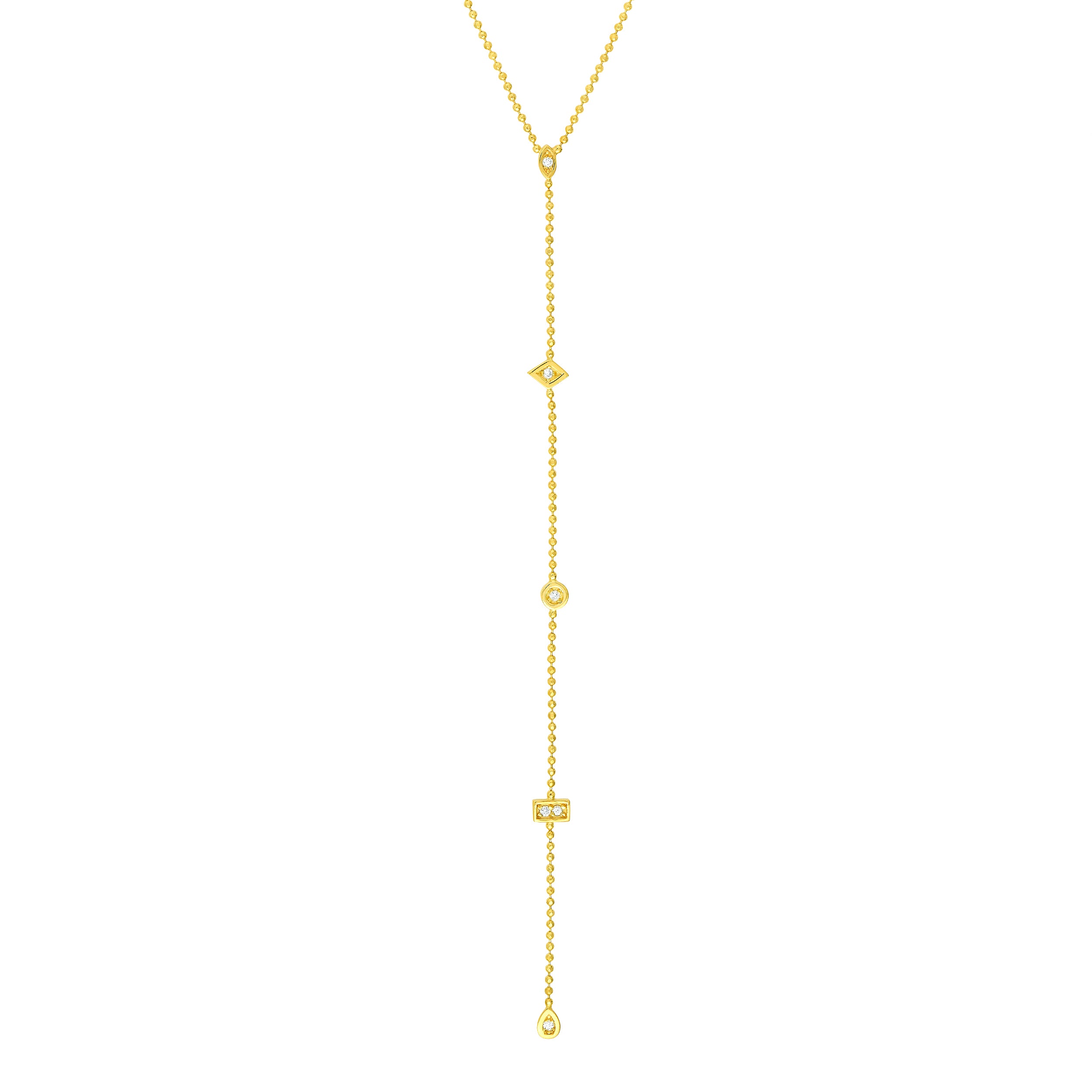 Diamond Y-Necklace with Geometric Elements