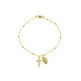 Adjustable Virgin Mary & Cross Beaded Bracelet