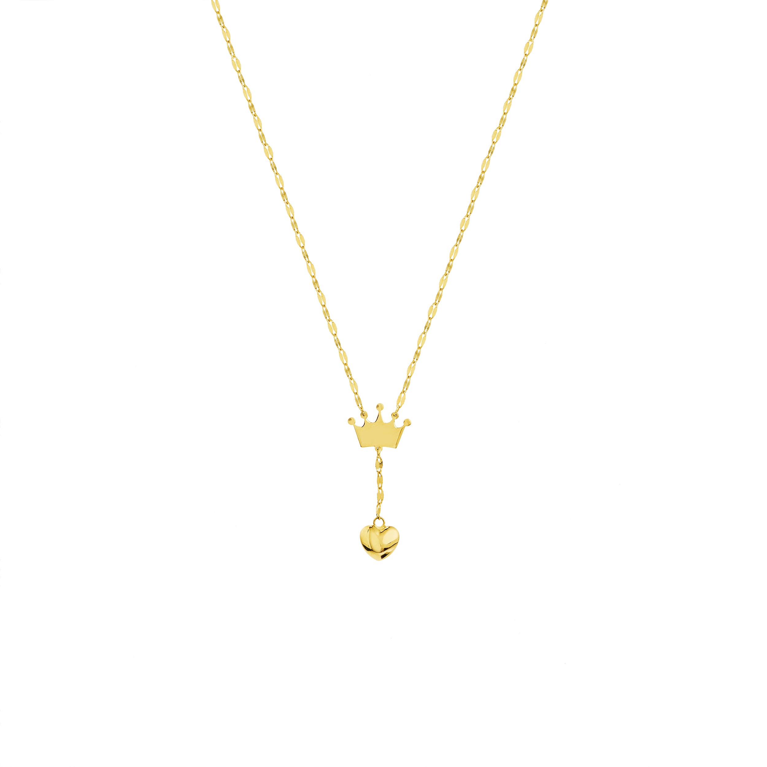 Puffed Crown & Heart Drop Baby Necklace