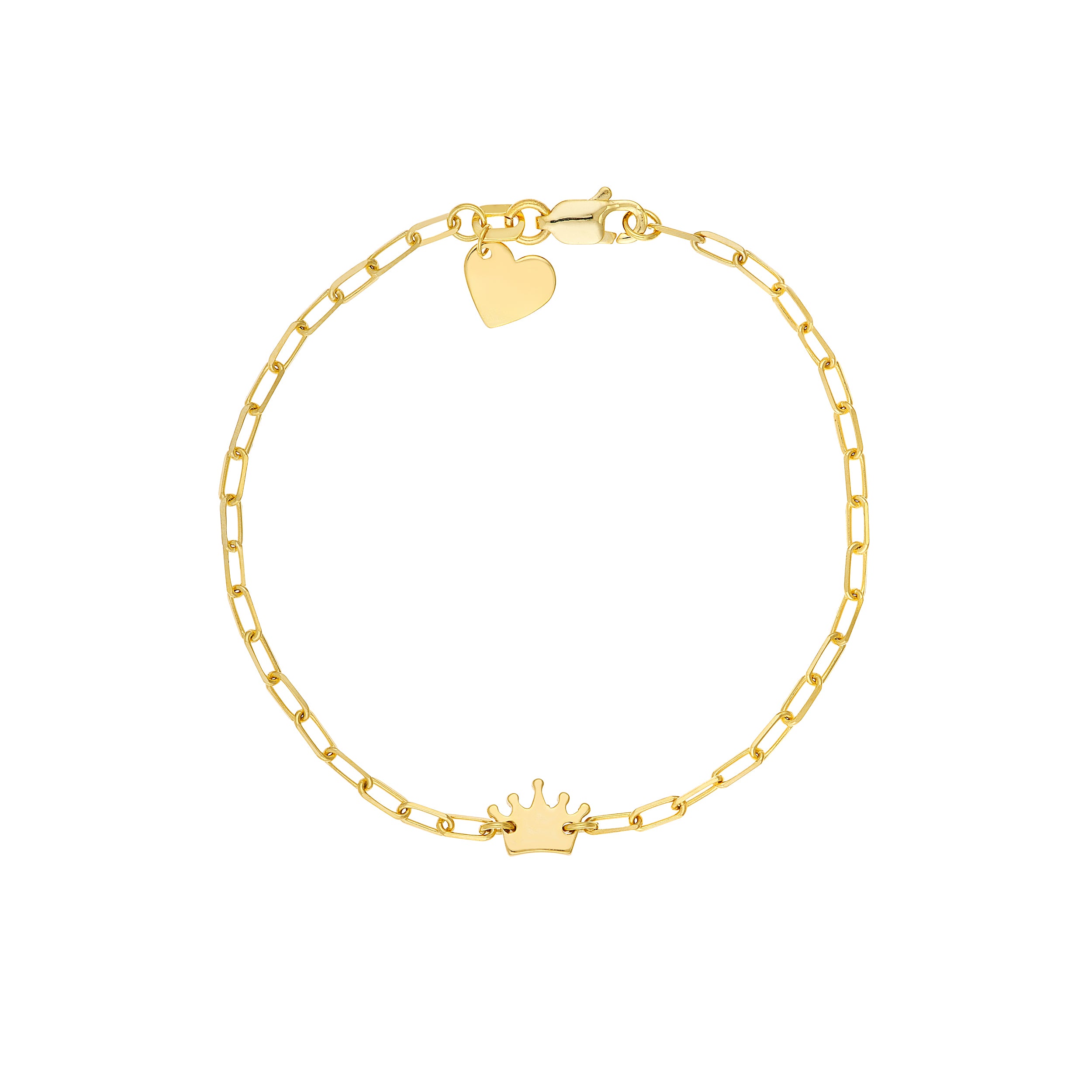 Kids Paper Clip Chain Bracelet with Crown
