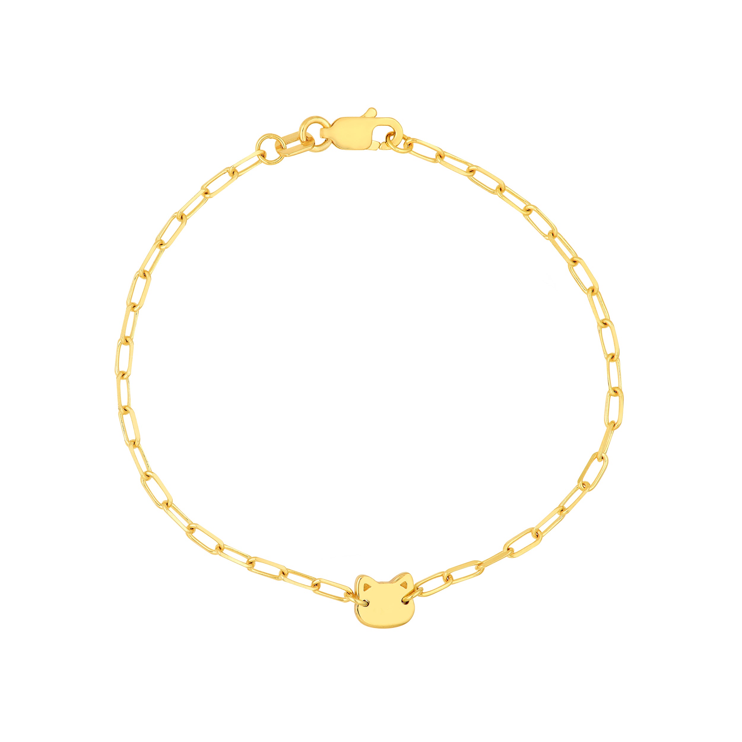 Kids Paper Clip Chain Bracelet with Cat