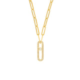 Diamond Pavé Link Paper Clip Necklace