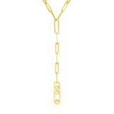 Diamond Trio Lariat Paper Clip Necklace