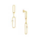 Diamond Paper Clip Dangle Earrings