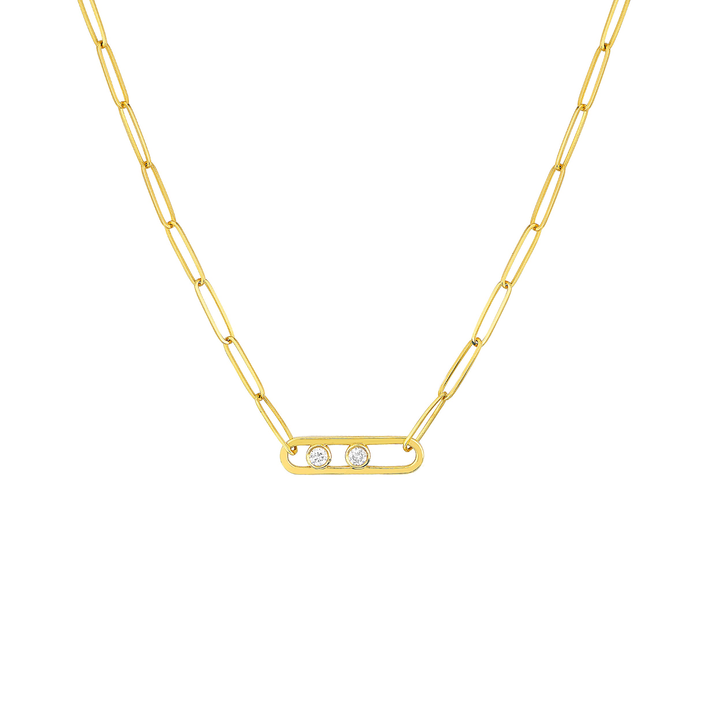 Twin Diamond Paper Clip Necklace