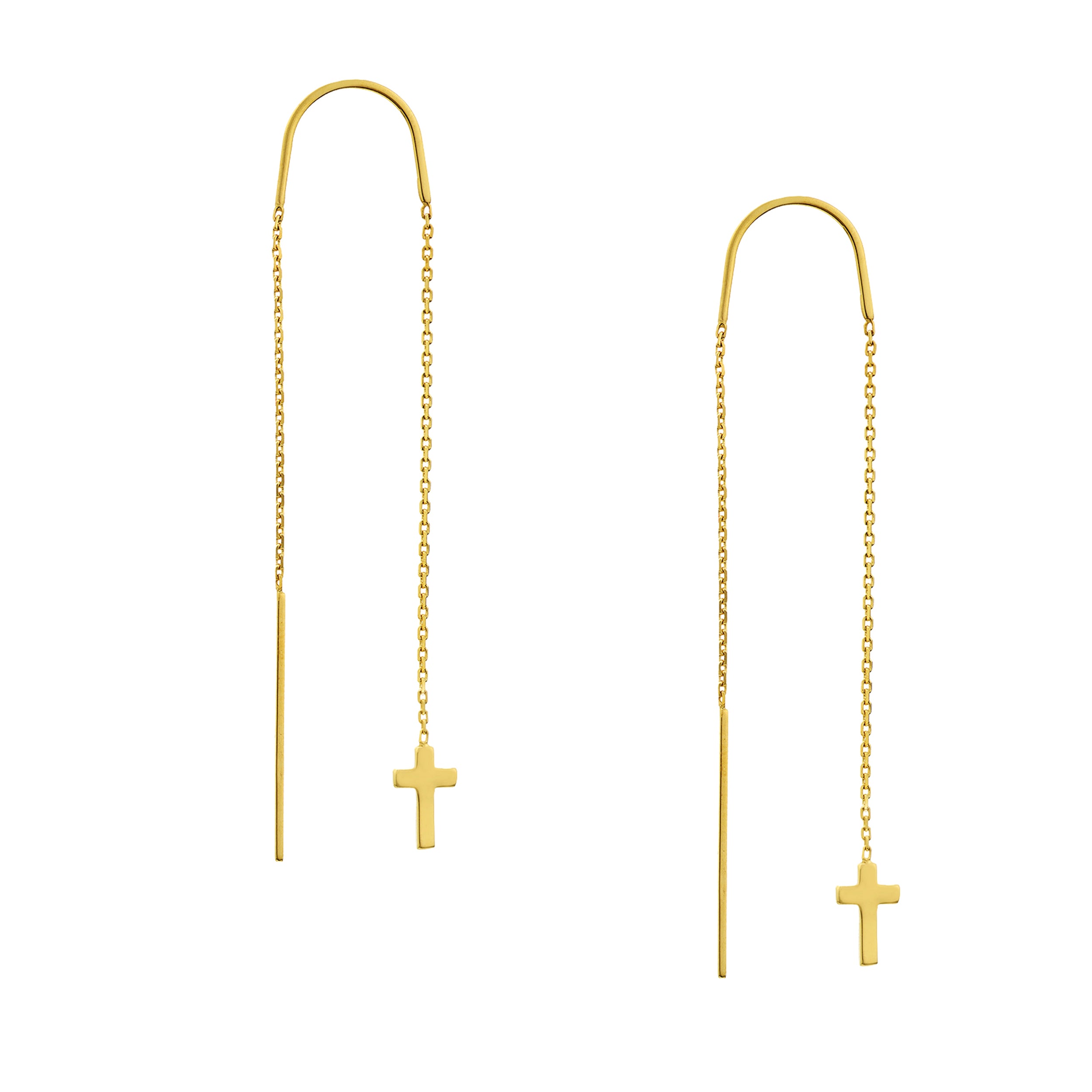 Polished Cross Threader Earrings