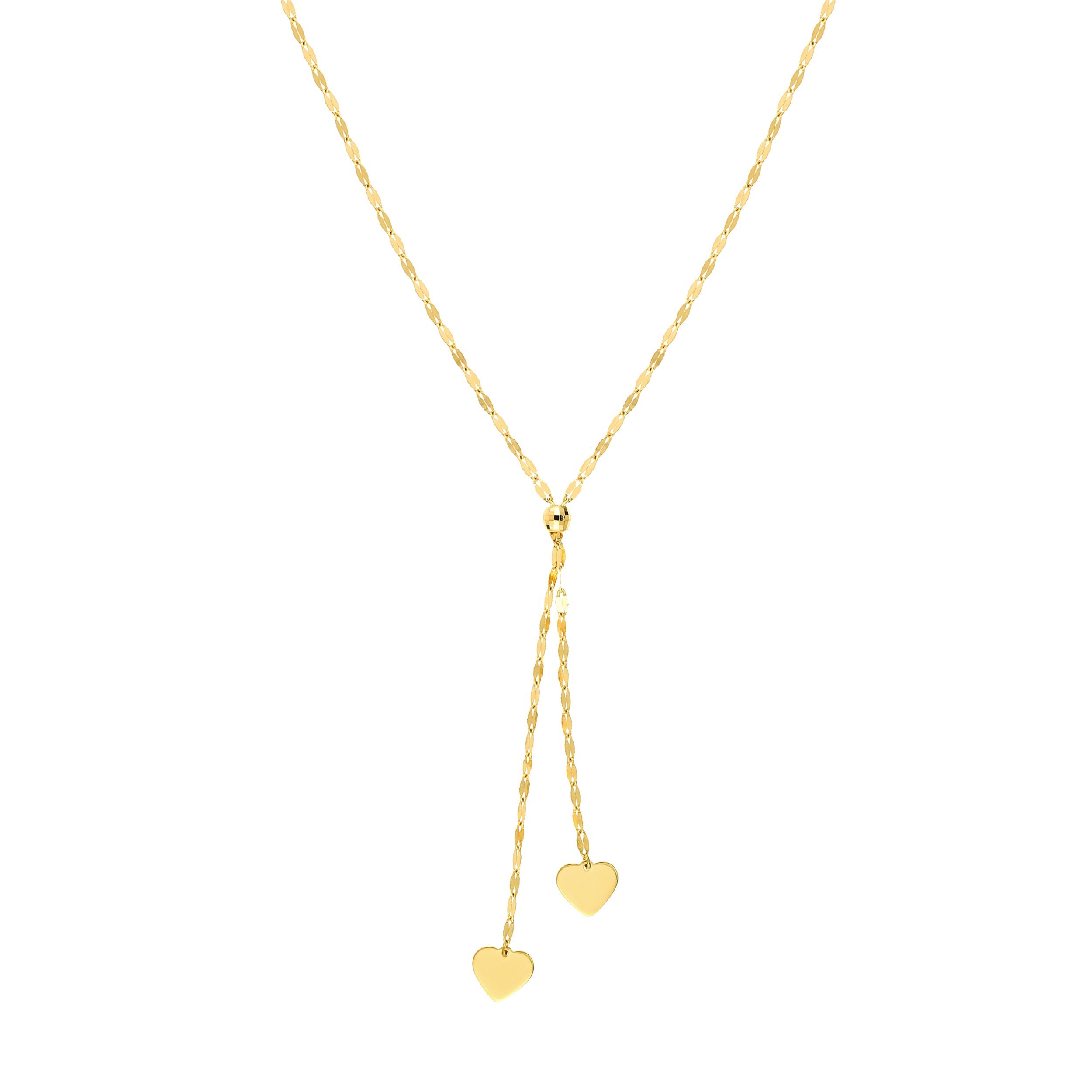 High Polished Heart Adjustable Lariat Necklace
