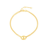 Double Chain Bracelet with Puff Mariner Element