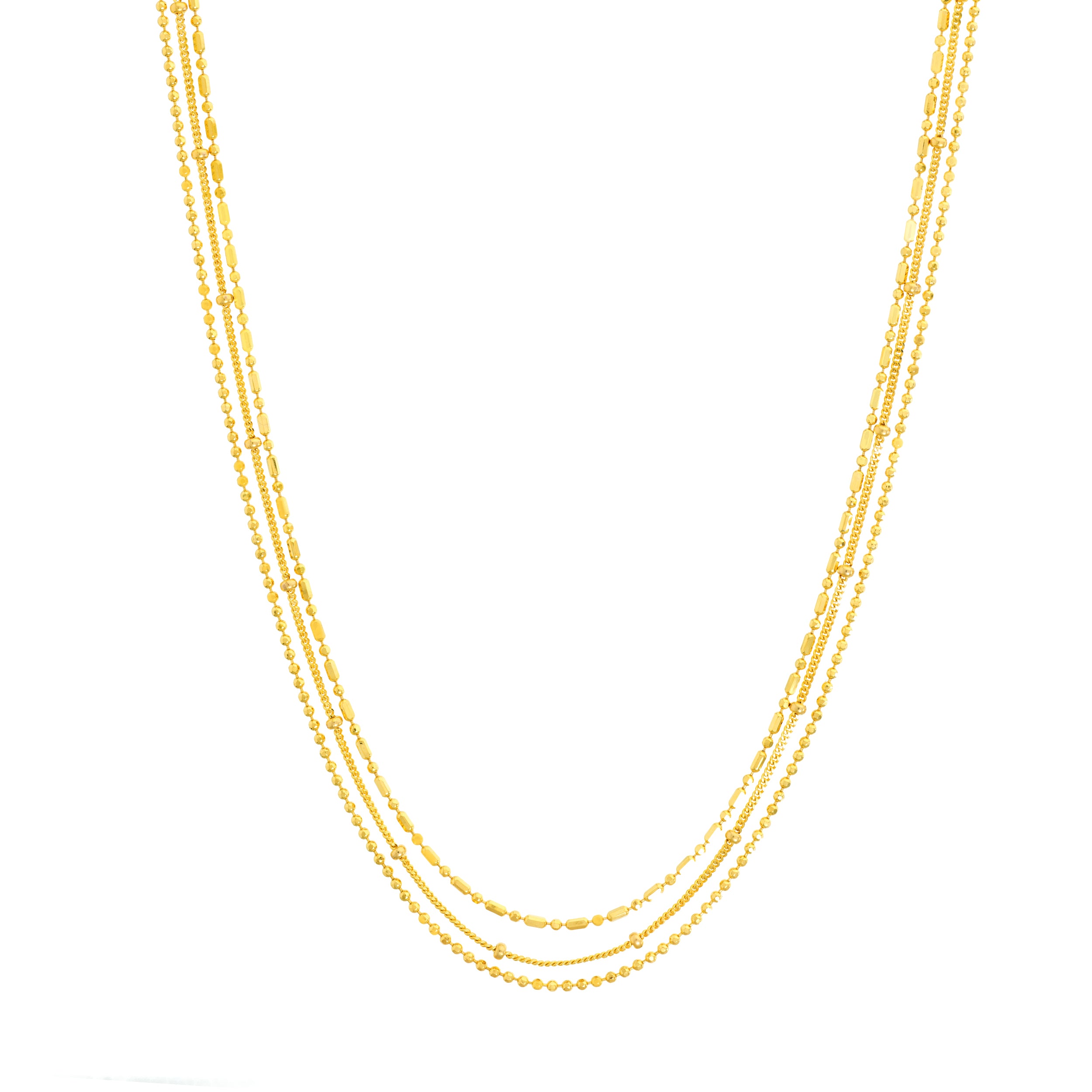 Mixed-Bead Triple Strand Necklace