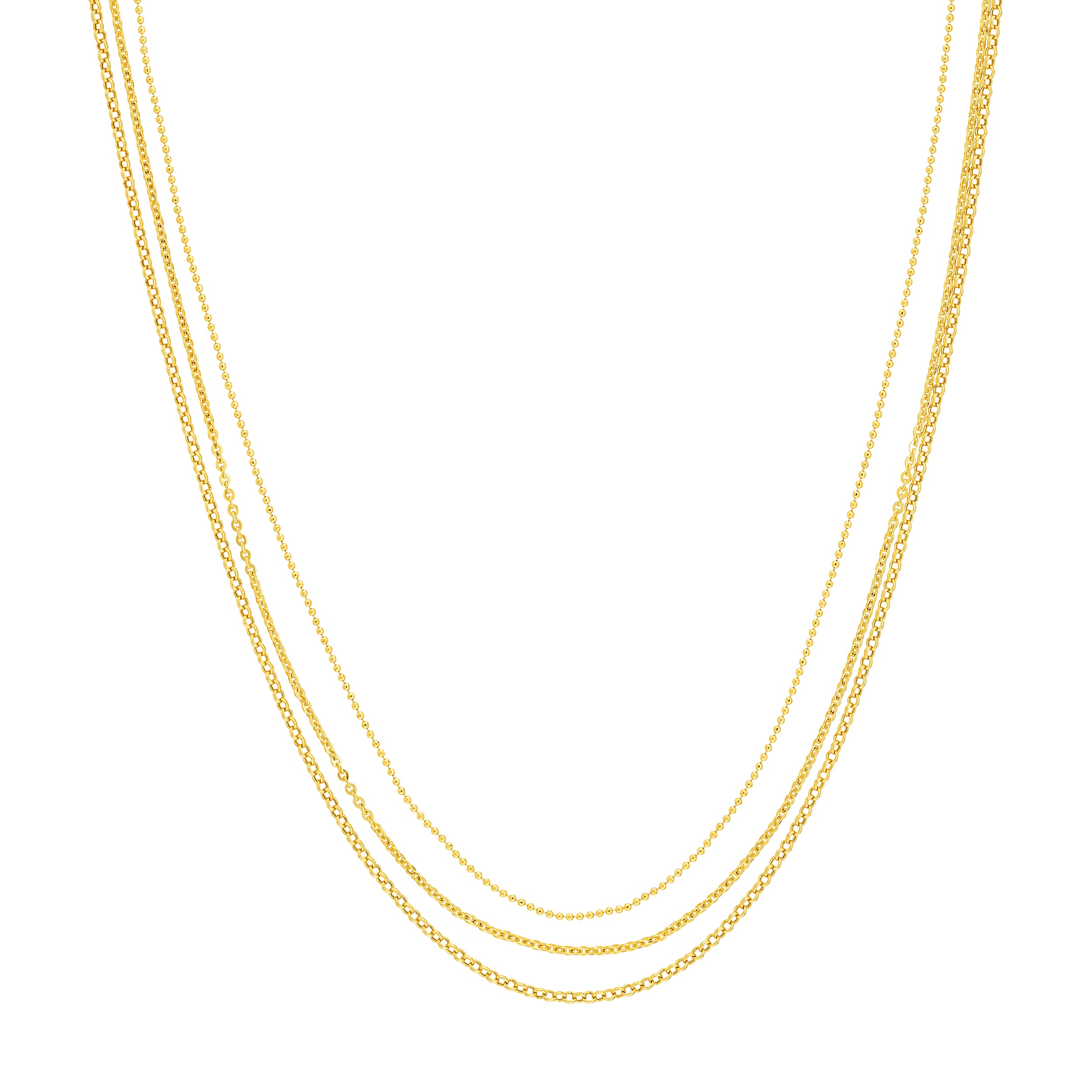 Mixed-Link Triple Strand Necklace