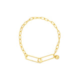 Push Lock Paper Clip Bracelet with Bead Charm