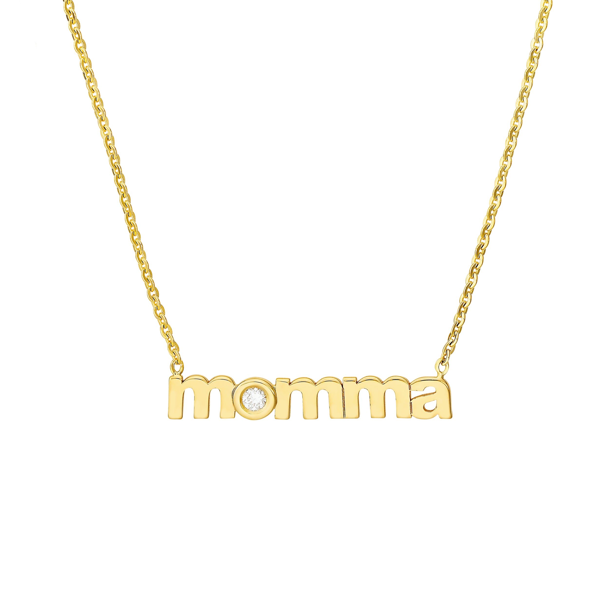 3pt Diamond Lowercase Momma Necklace