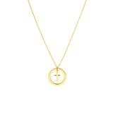 Cut Out Circle w/Dangle Cross Necklace