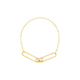 Mini Diamond Pushlock Paper Clip Chain Bracelet