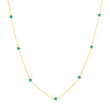 Teal Enamel Mini Star Necklace