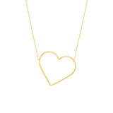 Slanted Oversized Wire Heart Adjustable Necklace