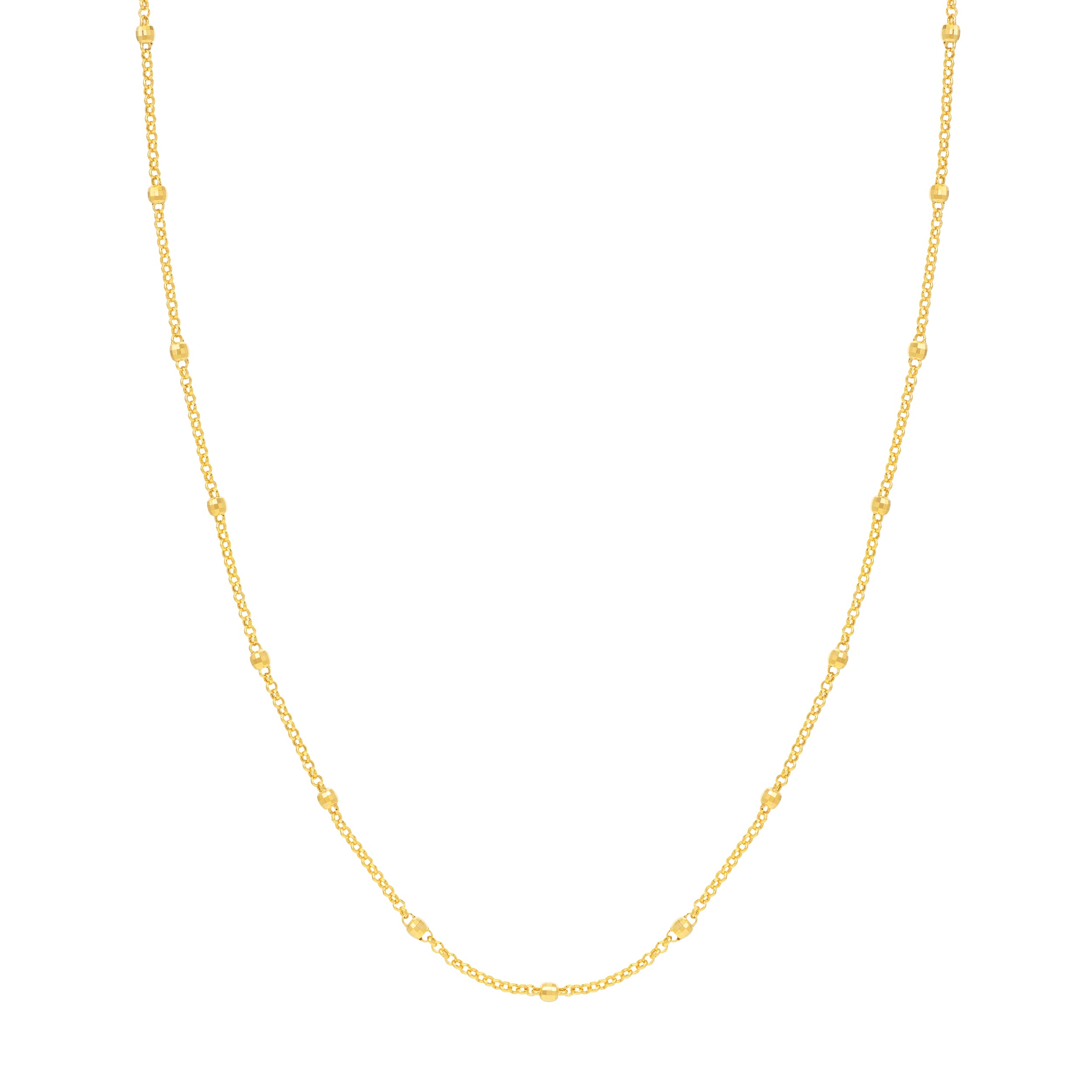 3mm Disco Bead Rolo Chain Necklace