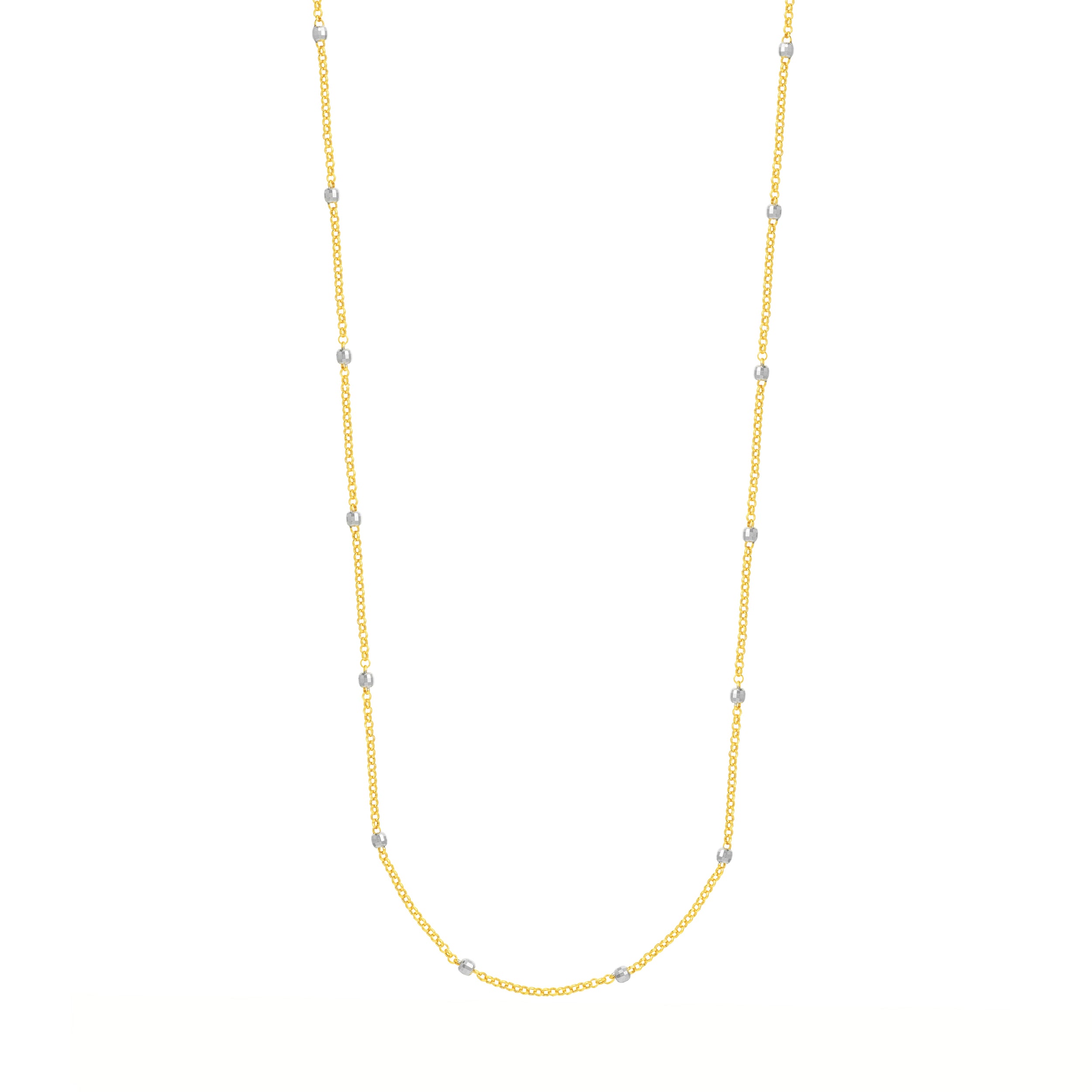 Long & Lovely Two-Tone D/C Bead Station Necklace